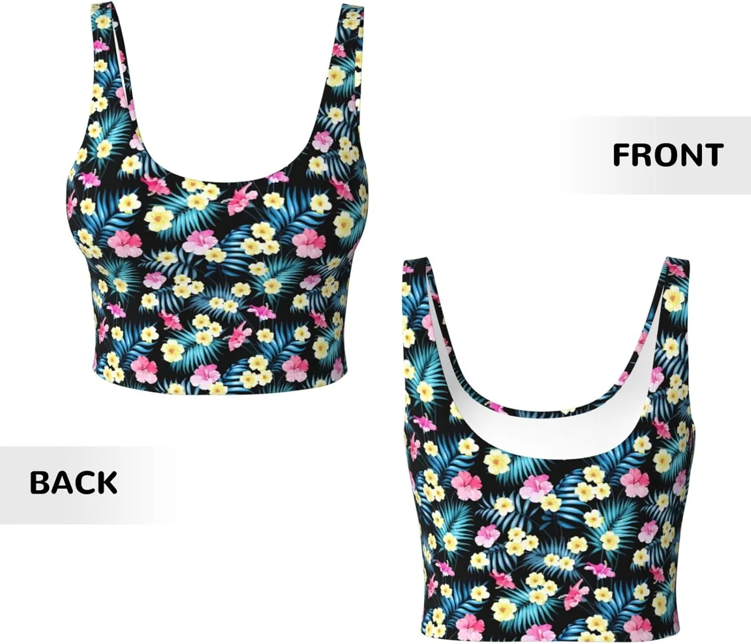Women's Workout Bra Top Tropical Flowers Jungle Palms Tank Tops Bra for Women