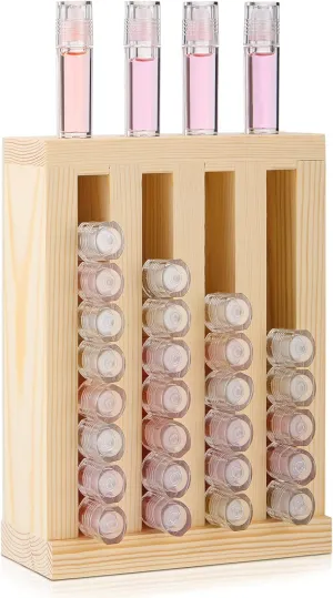 Wooden Lipsticks Holder 0.7 inch Lip Balm Tube Holder Lip Gloss Organizer Display Wood Lipsticks Tube Tower Organizer for Market Craft Booth Room Display(4 Slot)