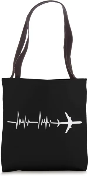 World Travel Heartbeat Airplane Pilot Tote Bag