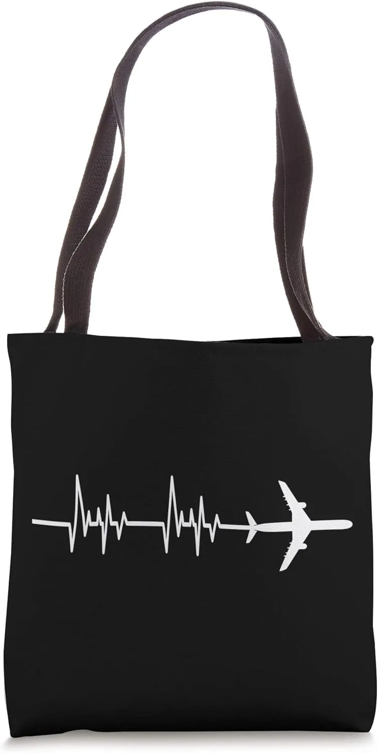 World Travel Heartbeat Airplane Pilot Tote Bag