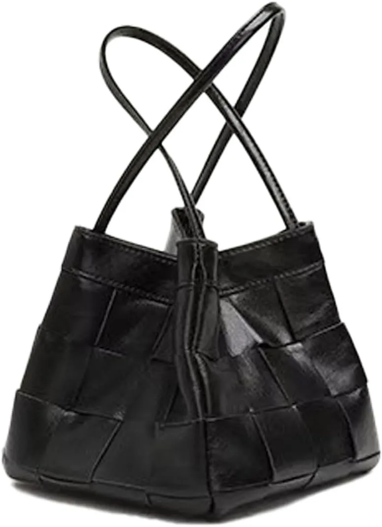 Woven bucket shouler bag for Women,Tote Vegan Leather Handbags, Large-capacity crossbody bag.purse,soft Casual Hobo