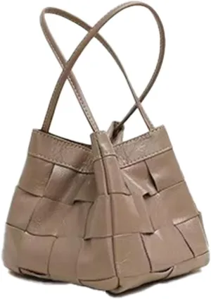 Woven bucket shouler bag for Women,Tote Vegan Leather Handbags, Large-capacity crossbody bag.purse,soft Casual Hobo