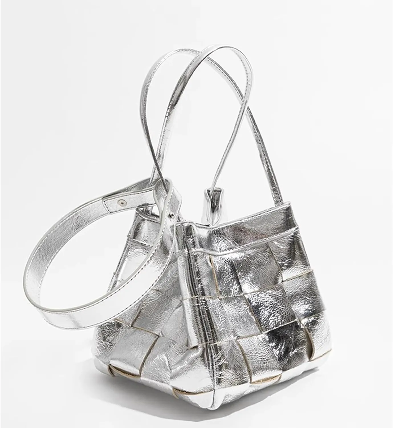 Woven bucket shouler bag for Women,Tote Vegan Leather Handbags, Large-capacity crossbody bag.purse,soft Casual Hobo