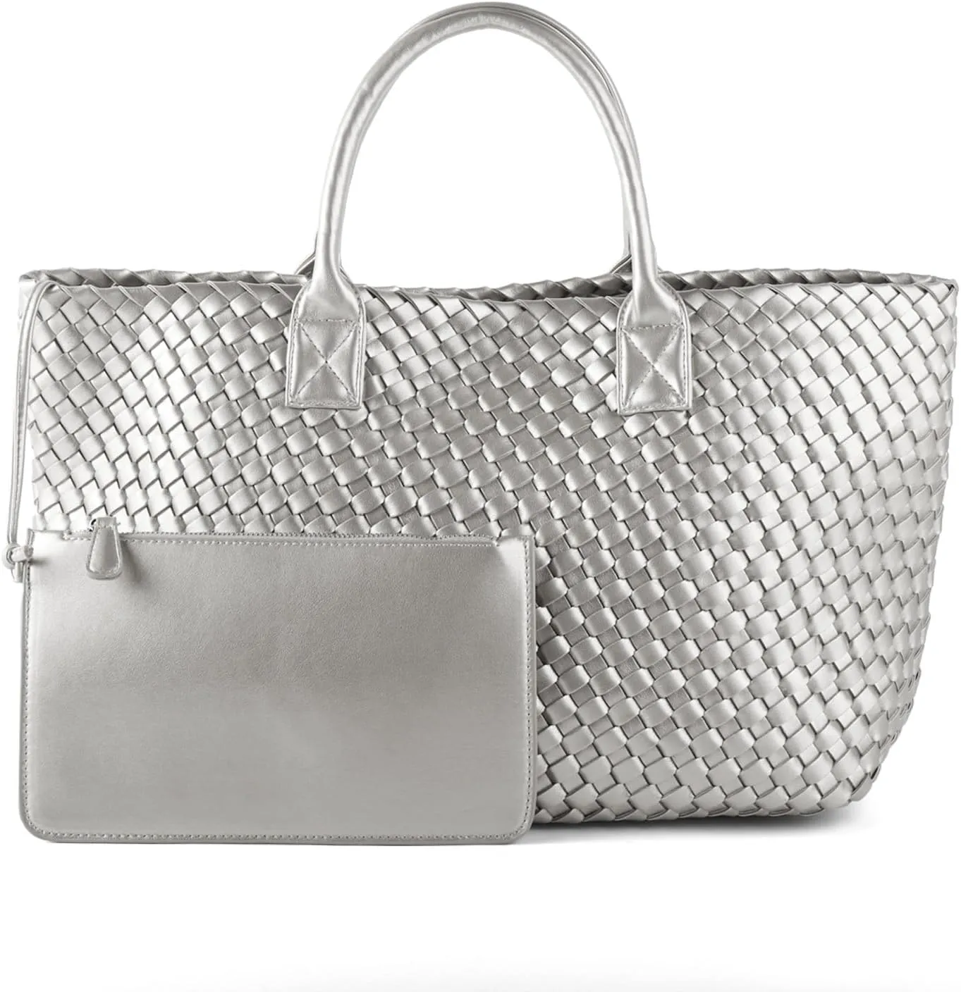 Woven Tote Bag for Women Retro Handwoven Shoulder Travel Handbag Large Capacity Hobo Vegan Leather Bags with Purse