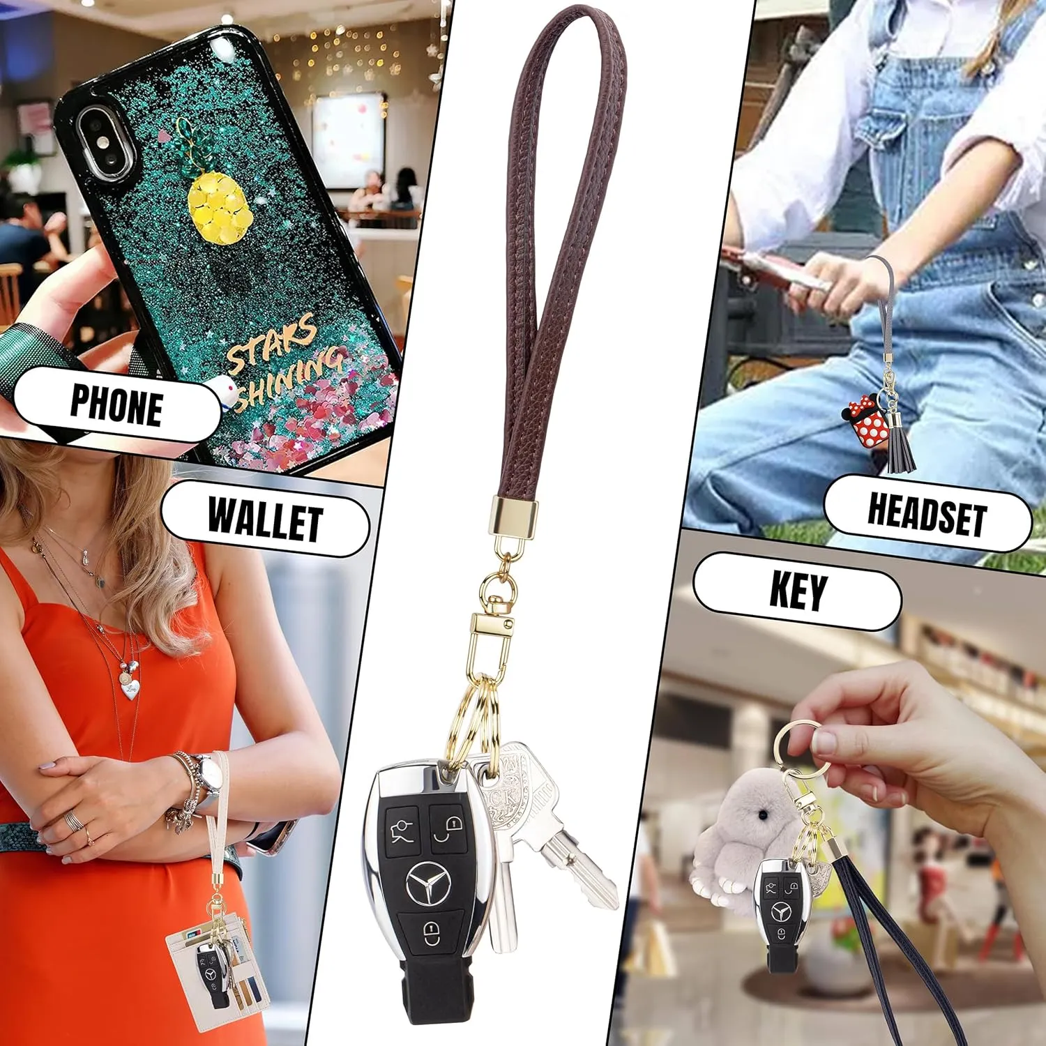 Wristlet Keychain Wallet for Women Slim Rfid Blocking Credit Card Holder Wristlet Wallet Small Compact Leather Wallet for Women (Brown 1)