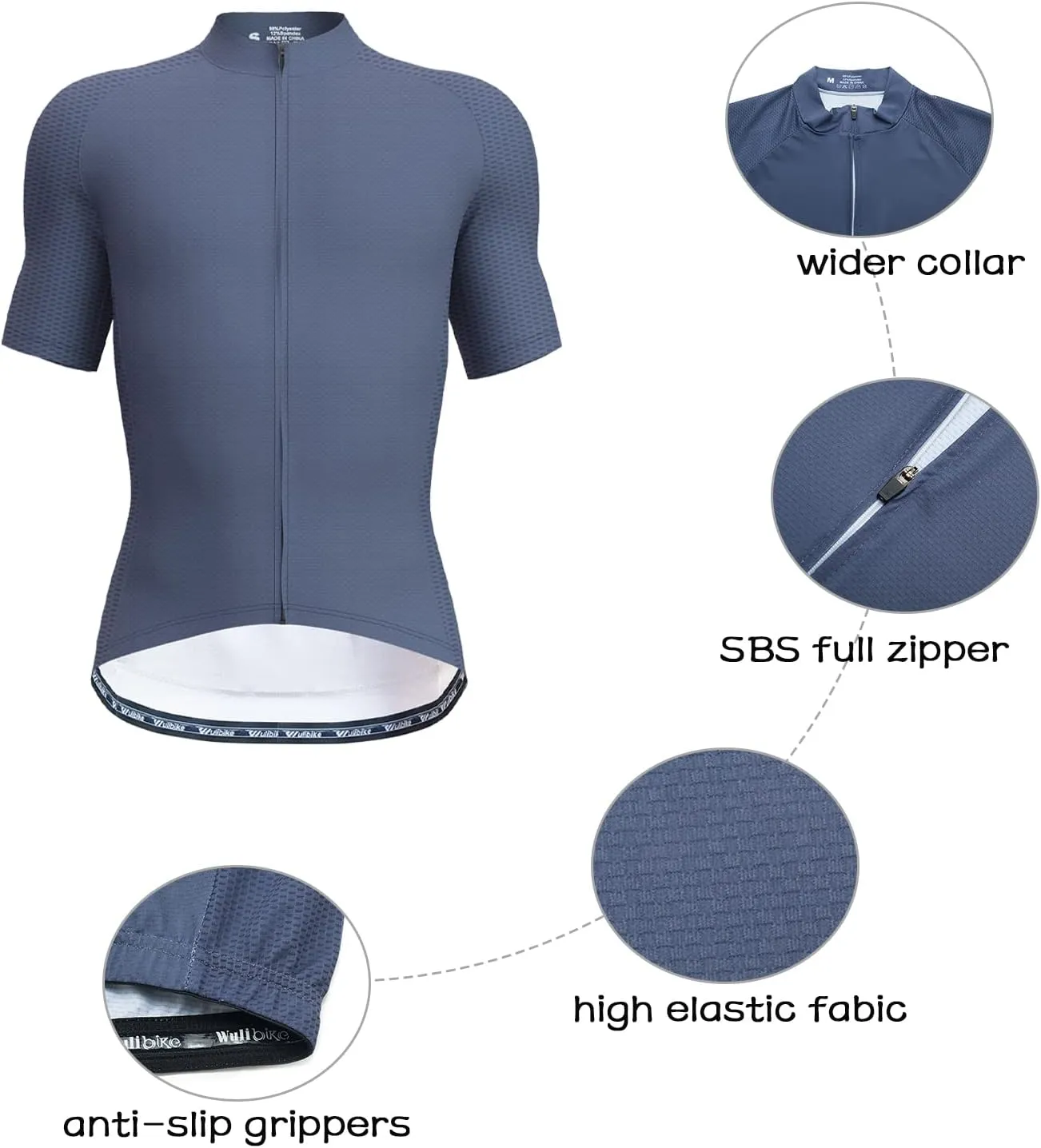 Wulibike Men's Cycling Jerseys Short Sleeve Bike Biking Shirts Full Zip with Pockets Road Bicycle Clothing
