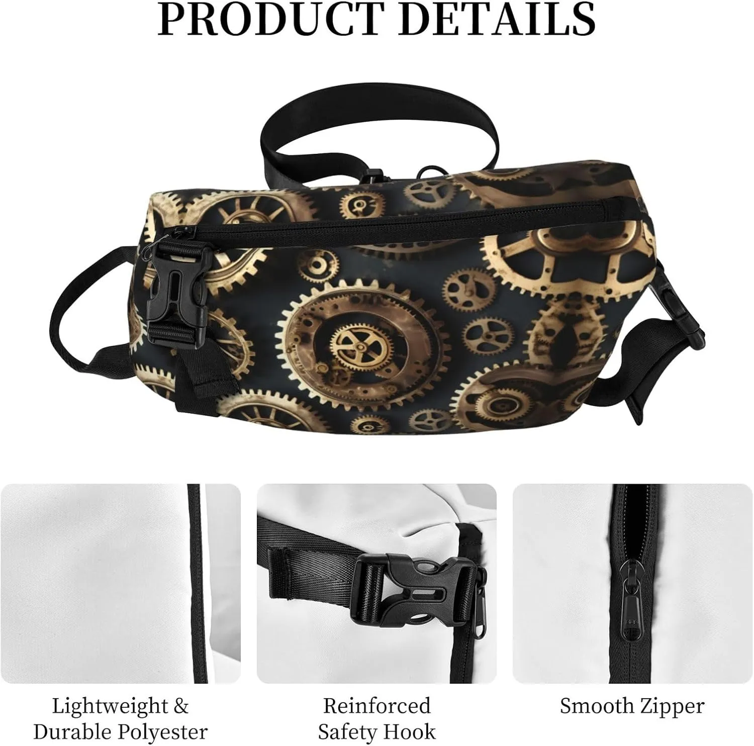 WURTON Strawberry Pattern Print Lightweight Adjustable Crossbody Backpack Daypack For Men,Women Sling Bag