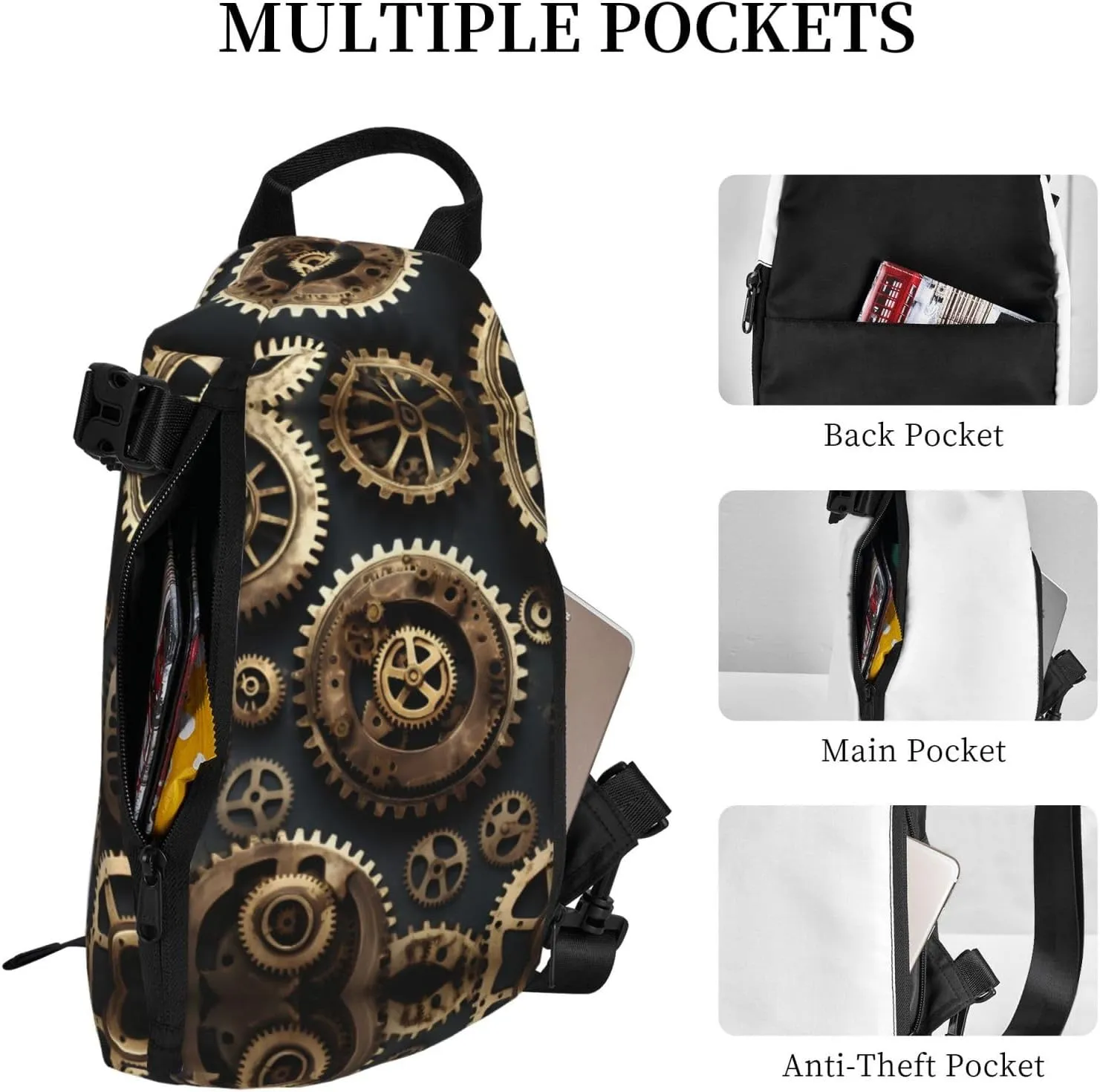 WURTON Strawberry Pattern Print Lightweight Adjustable Crossbody Backpack Daypack For Men,Women Sling Bag