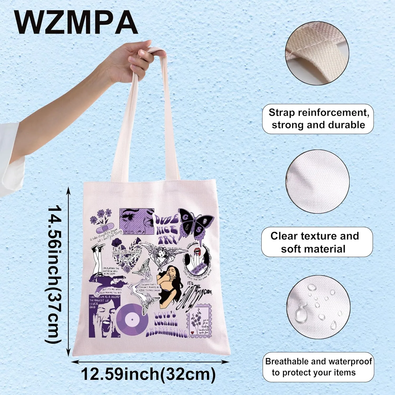 WZMPA Aesthetic Tote Bag - Musical Themed Shoulder Bag Tour Concert Gift