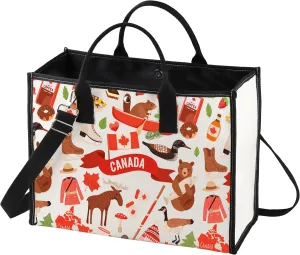WZMPA Canada Trip Canvas Tote Bag Canada Travel Gift Canada Vacation Reusable Shoulder Bag For Canada Tourist Traveler (Canada BG)