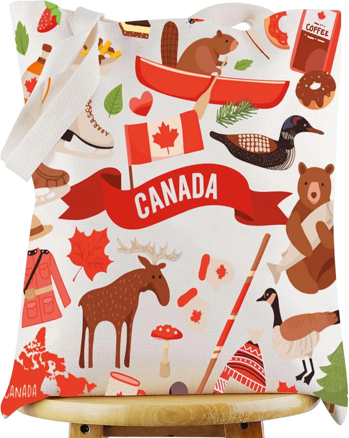 WZMPA Canada Trip Canvas Tote Bag Canada Travel Gift Canada Vacation Reusable Shoulder Bag For Canada Tourist Traveler (Canada TG)