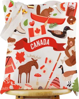 WZMPA Canada Trip Canvas Tote Bag Canada Travel Gift Canada Vacation Reusable Shoulder Bag For Canada Tourist Traveler (Canada TG)