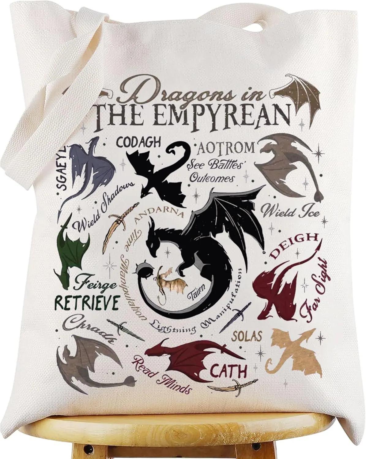 WZMPA Empyrean Dragon Tote Bag Empyrean Bookish Gifts 4th Wing Novel Grocery Bag Dragon Rider Merchandise
