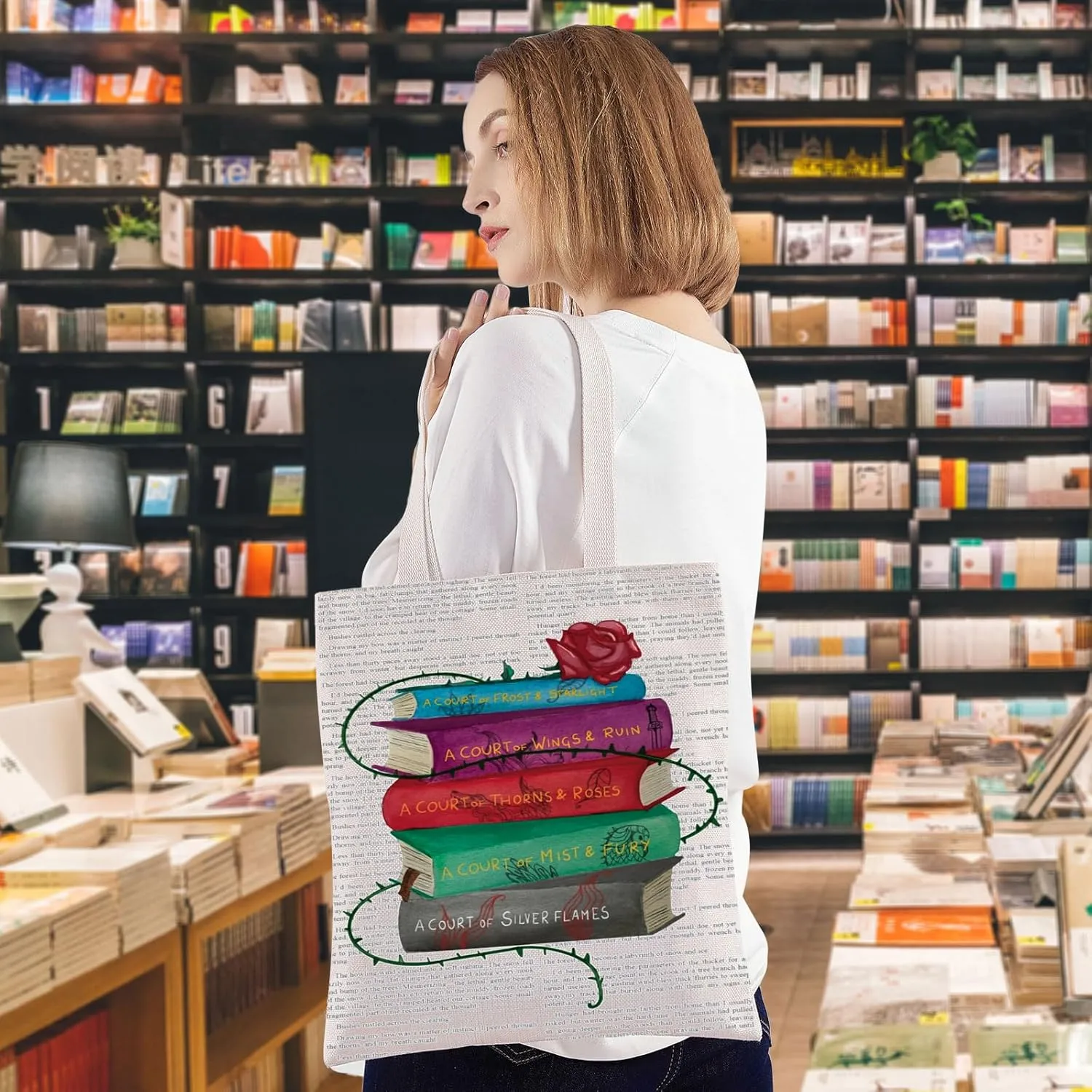 WZMPA Fantasy Book Tote Bag Novels Fans Gift Fiction Novel Series Canvas Shoulder Bag Author Support Gift