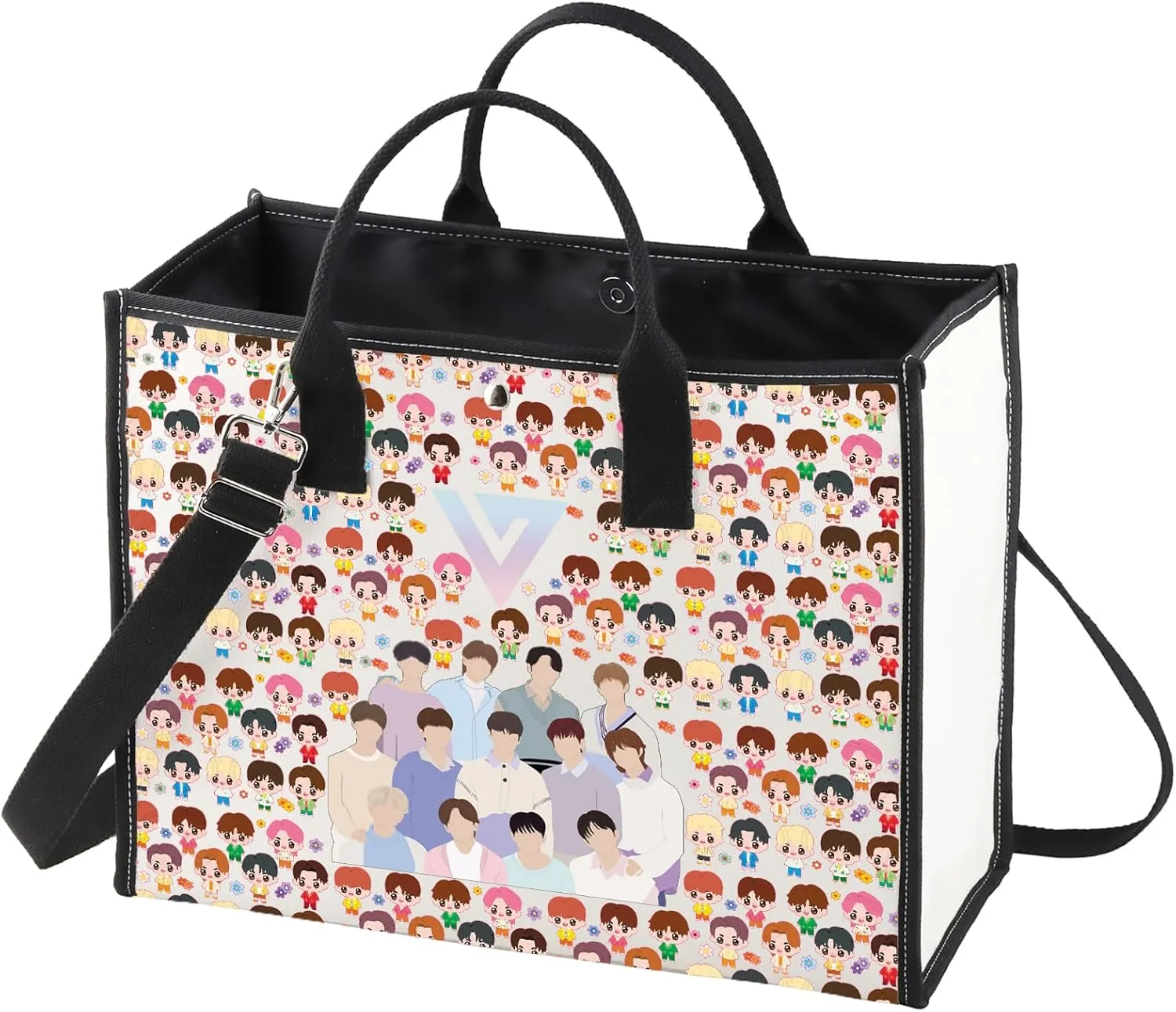 WZMPA Korean Seventeen Tote Bag K-Pop Seventeen Lover Gift Seventeen Album Canvas Shoulder Bag Seventeen Merchandise
