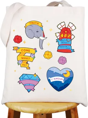 WZMPA Kristian & Satine Musical Tote Bag Theater Inspired Gift Come What May Lyrics Shoulder Bag Kristian & Satine Merch