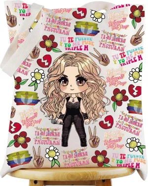 WZMPA Latin Queen Canvas Tote Bag Latin Music Lover Gift Las Mujeres Ya No Lloran Grocery Bag Latin Singer Merch