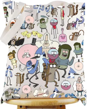 WZMPA Rigby & Mordecai Shoulder Bag Benson & Skip Fans Gift Muscle Man & High Five Ghost Tote Case Pops & Skips Merch