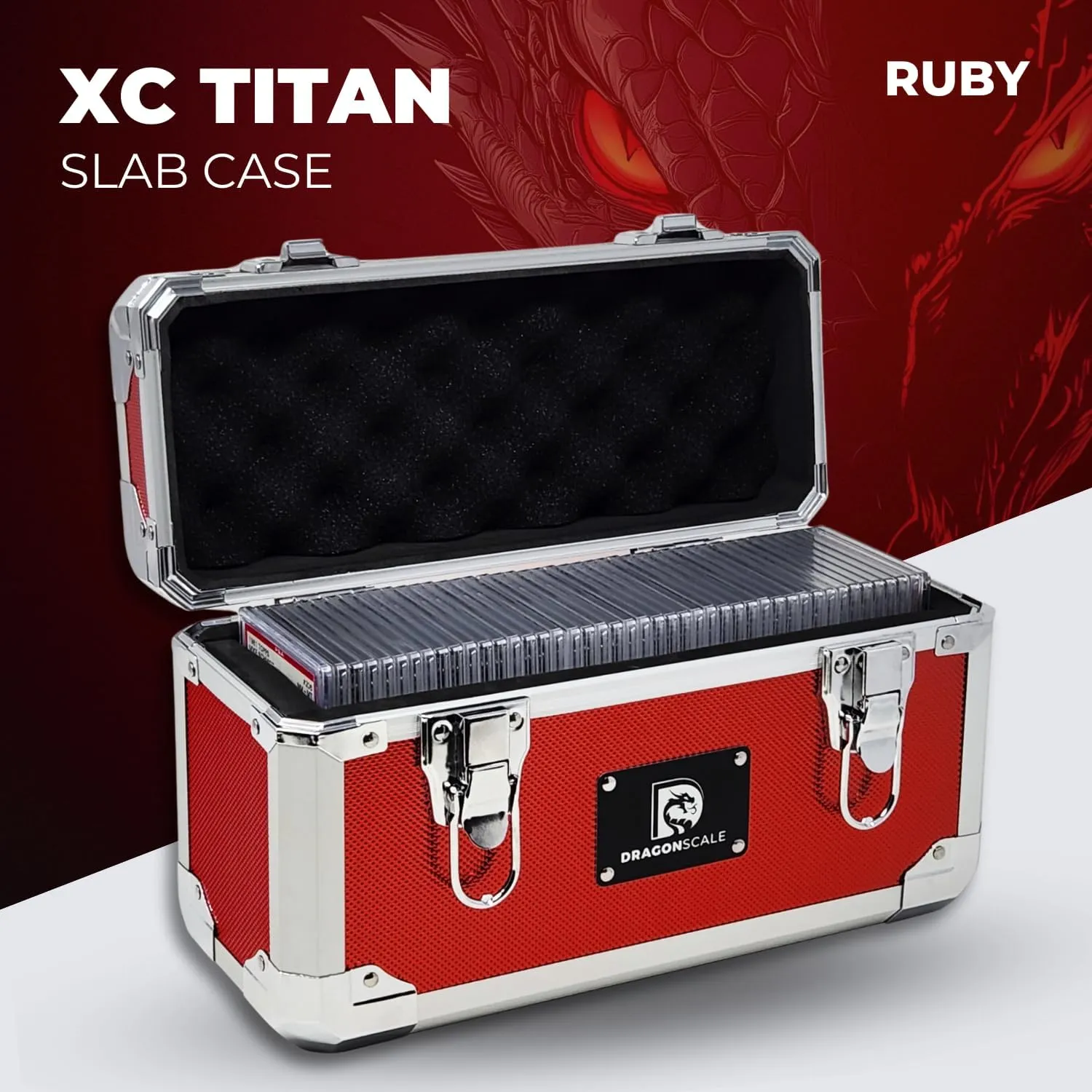 X-40 Compact Metal Slab Case PSA BGS CGC Durable Aluminum Briefcase for Graded Sports & Trading Cards PSA Card Case & Graded Slab, Red, Size 45, Titan