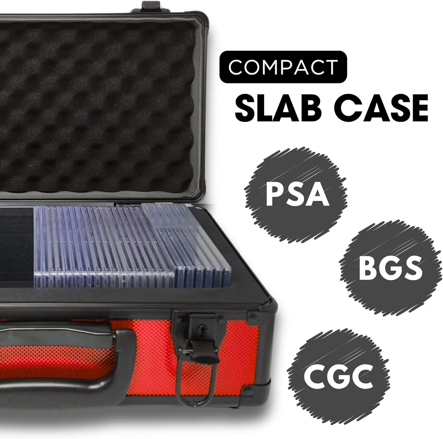 X-40 Compact Metal Slab Case | PSA BGS CGC | Durable Aluminum Briefcase for Graded Sports & Trading Cards | PSA Card Case & Graded Slab Storage Case Box (Red)