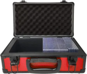 X-40 Compact Metal Slab Case | PSA BGS CGC | Durable Aluminum Briefcase for Graded Sports & Trading Cards | PSA Card Case & Graded Slab Storage Case Box (Red)