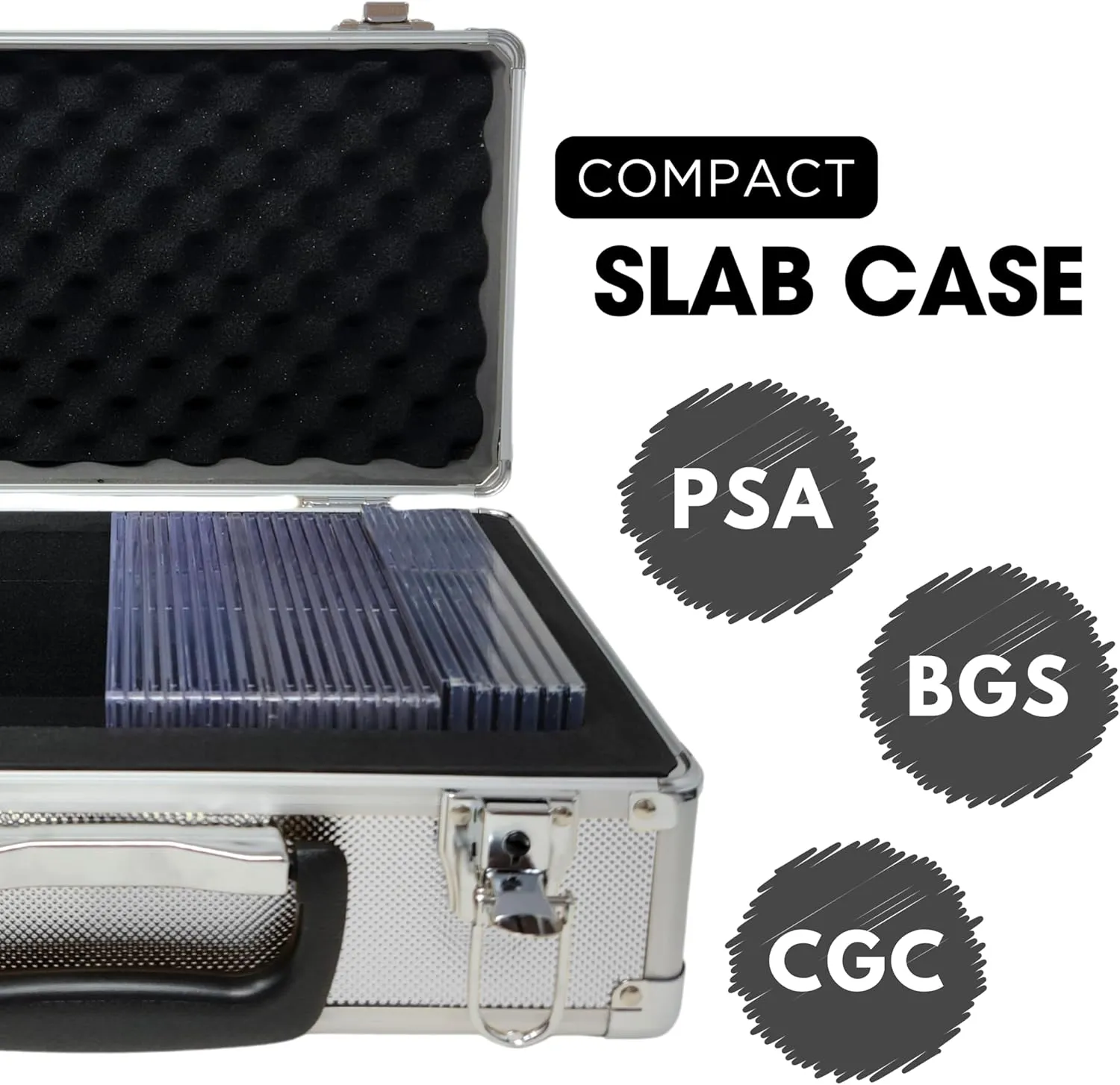 X-40 Compact Metal Slab Case | PSA BGS CGC | Durable Aluminum Briefcase for Graded Sports & Trading Cards | PSA Card Case & Graded Slab Storage Case Box (Silver)