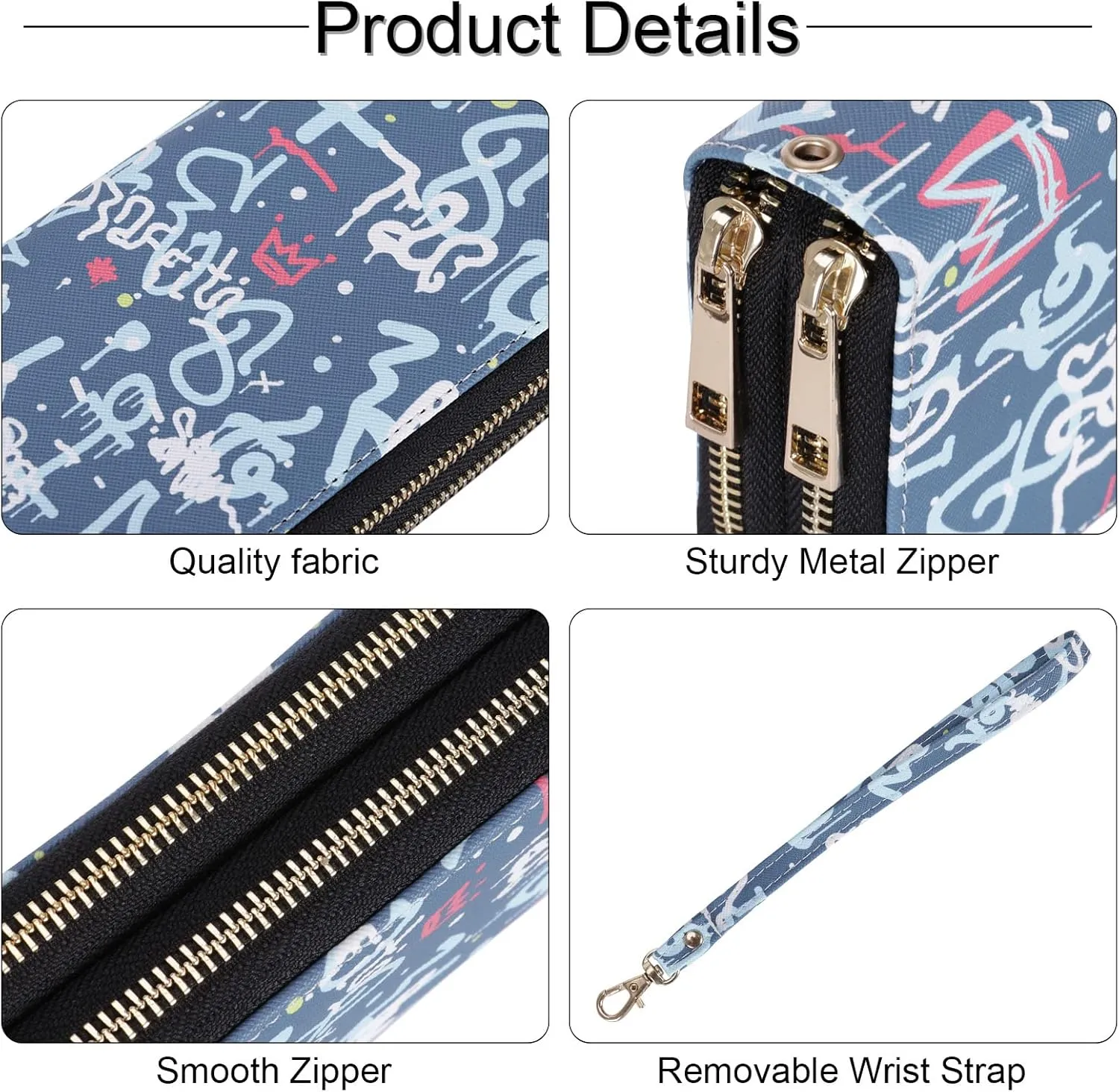 XEYOU Double Zipper Long Clutch Wallet Cellphone Wallet for Women with Removable Wristlet Strap for Credit Card, Cash, Coin, Bill