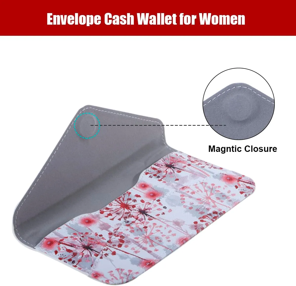 XEYOU Women's Card Wallet Envelope Style Credit Card Holder Cute Cash Wallet for Ladies