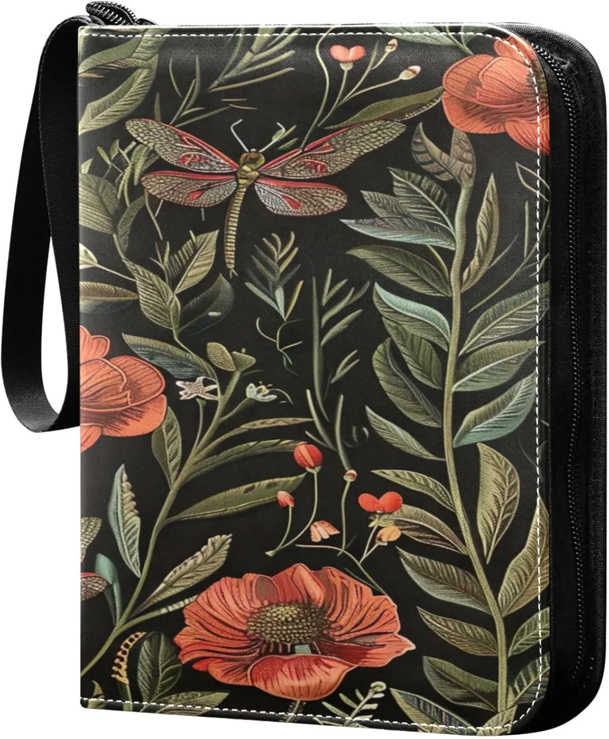 xigua Colorful Herbal Wildflower Card Binder 4-Pockets, Trading Card Binder 400 Pockets Baseball Card Binder Waterproof PU Leather Card Collection Binder for Games Card Album Card