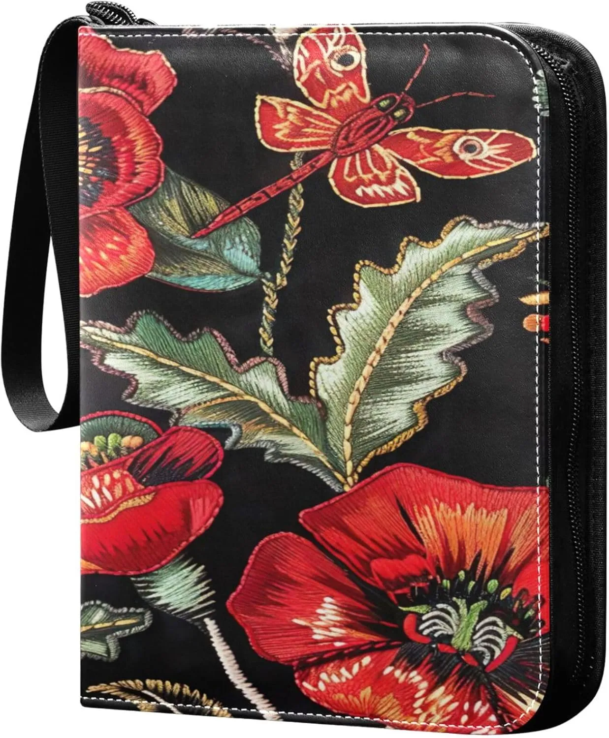 xigua Colorful Herbal Wildflower Card Binder 4-Pockets, Trading Card Binder 400 Pockets Baseball Card Binder Waterproof PU Leather Card Collection Binder for Games Card Album Card
