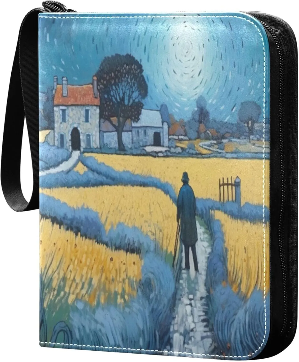 xigua Van Gogh Paintings Card Binder 4-Pockets, Trading Card Binder 400 Pockets Baseball Card Binder Waterproof PU Leather Card Collection Binder for Games Card Album Card