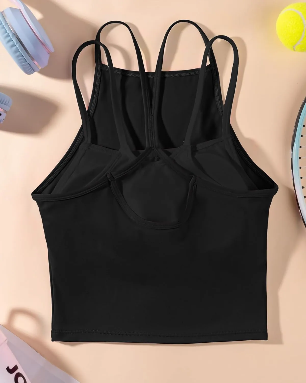 XUNYU Longline Sports Bras for Women High Support Strappy Workout Tank Tops with Built in Bra Padded Crop Yoga Top Gym
