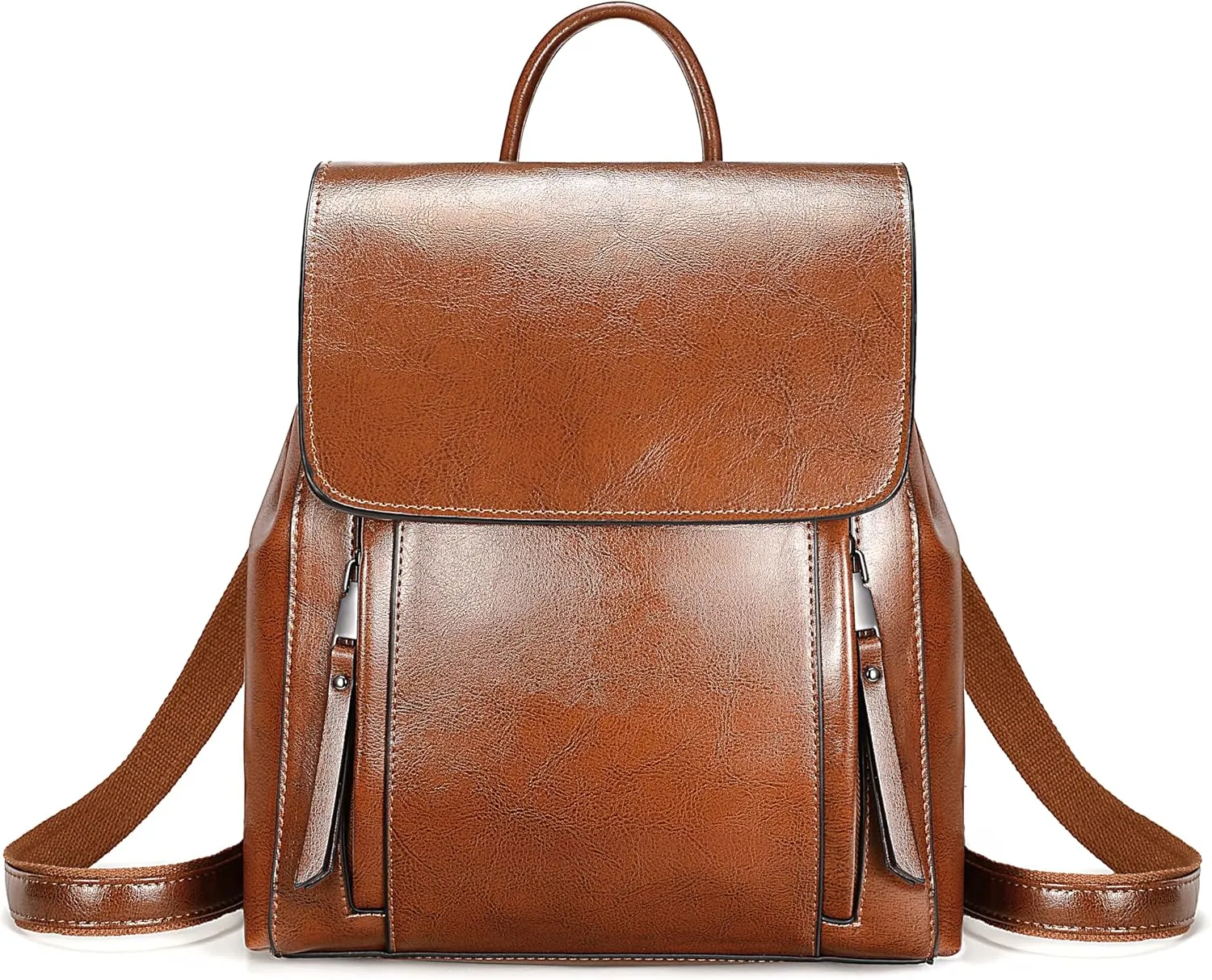 YALUXE Women’s Genuine Cowhide Leather Backpack Handbags Expandable Back Pack Flap Closure