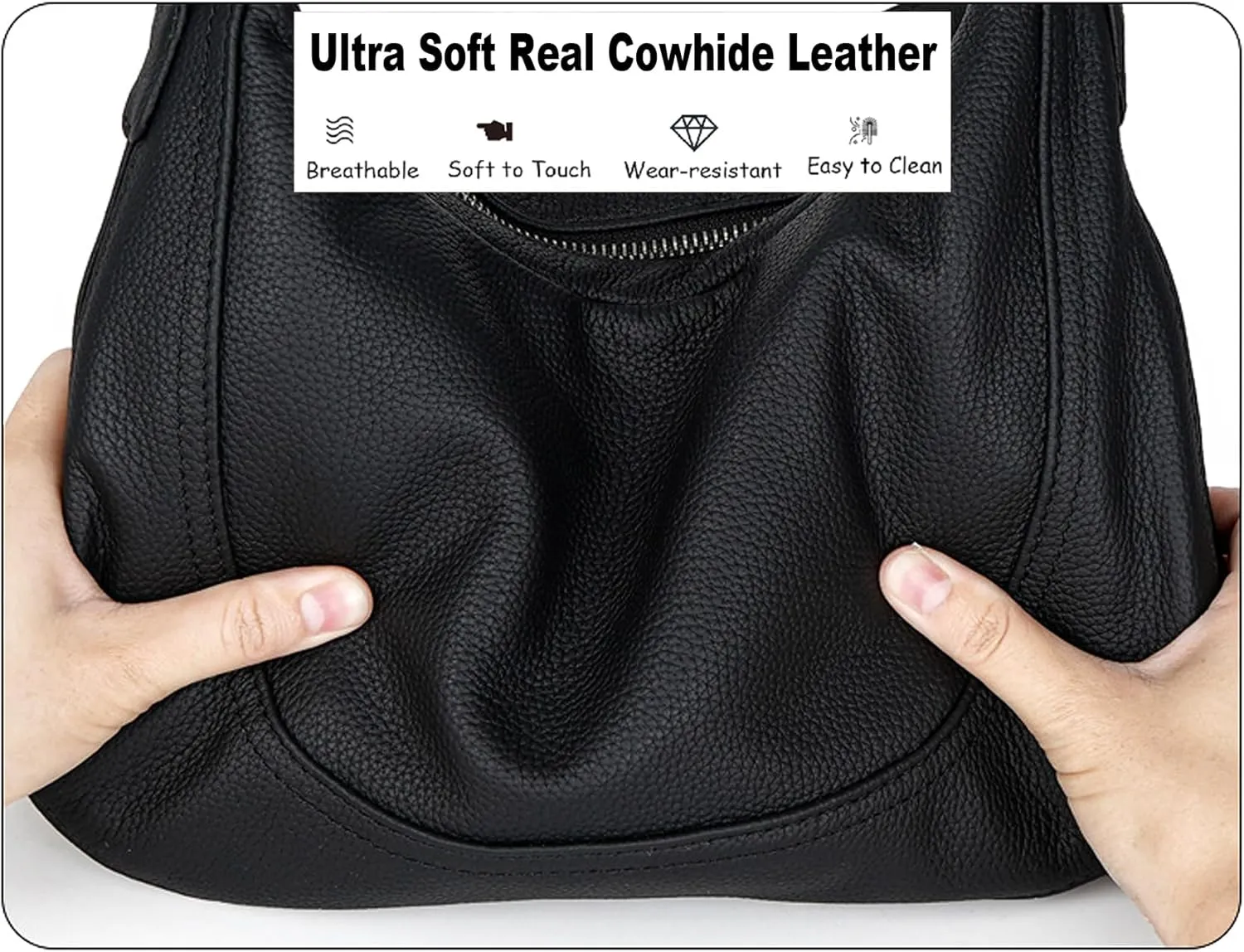 YALUXE Women’s Real Cowhide Leather Shoulder Bag Crescent Underarm Handbag Trendy Purse