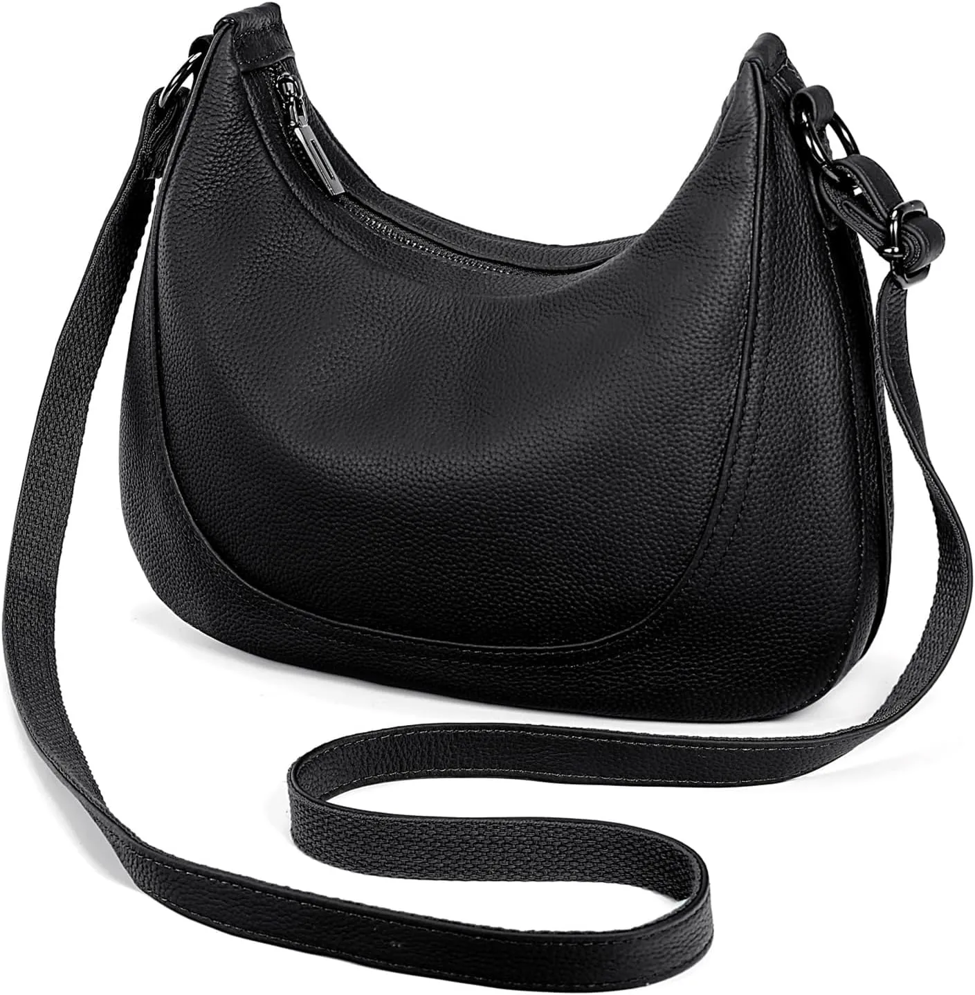 YALUXE Women’s Real Cowhide Leather Shoulder Bag Crescent Underarm Handbag Trendy Purse