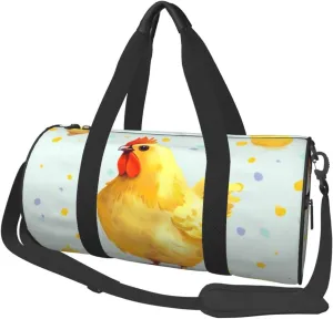 YELLOW chicken Printed Sports Gym Bag for Men Women Foldable Duffel Bag Carry On Weekender Bag for Travel Sports