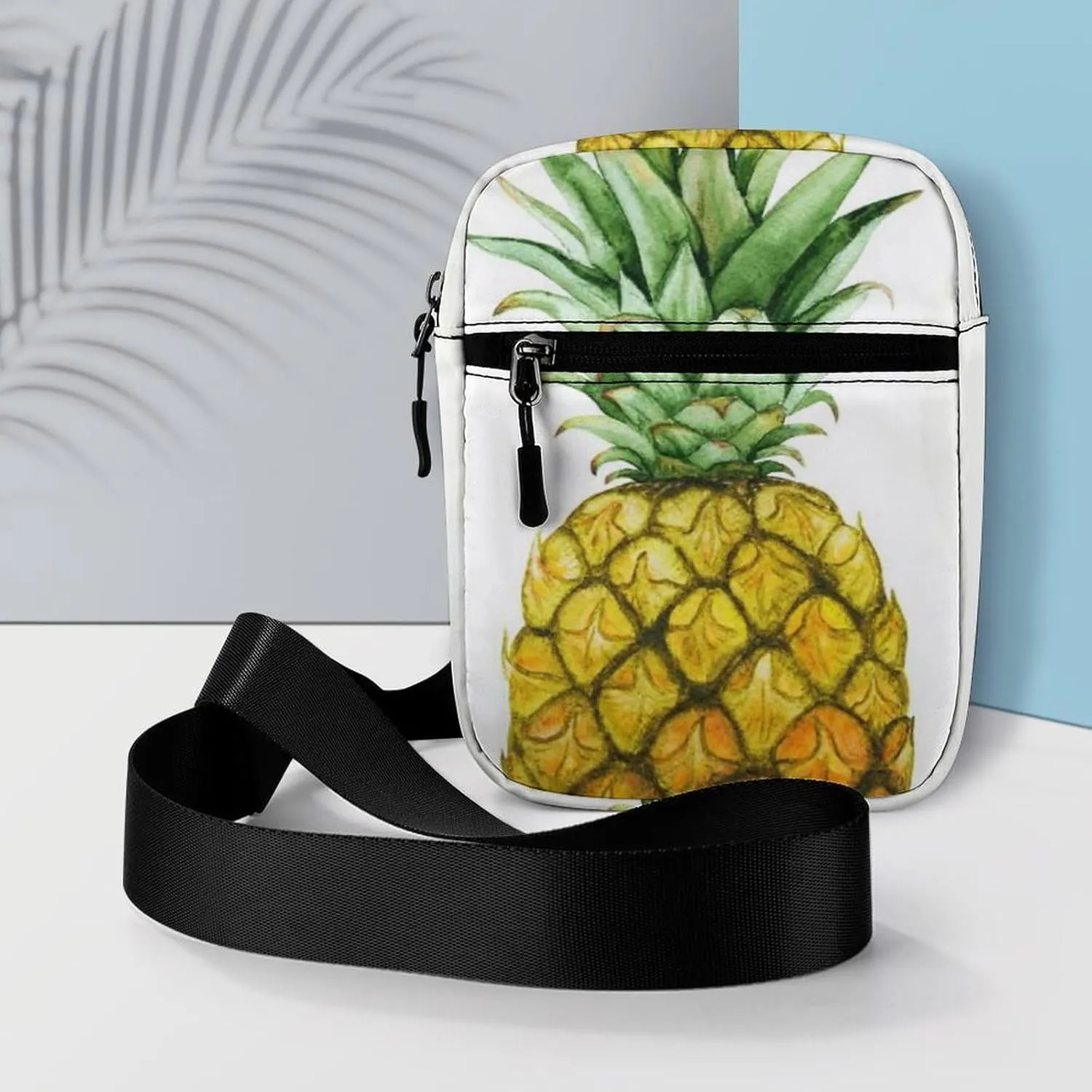 Yellow Pineapple Isolated on White Adjustable Fanny Waist Pack Pouch, Waterproof Crossbody Runners Bag Wallet for Gym Hiking Fitness Women Men 6.1 x 2.2 x 7.9 inch
