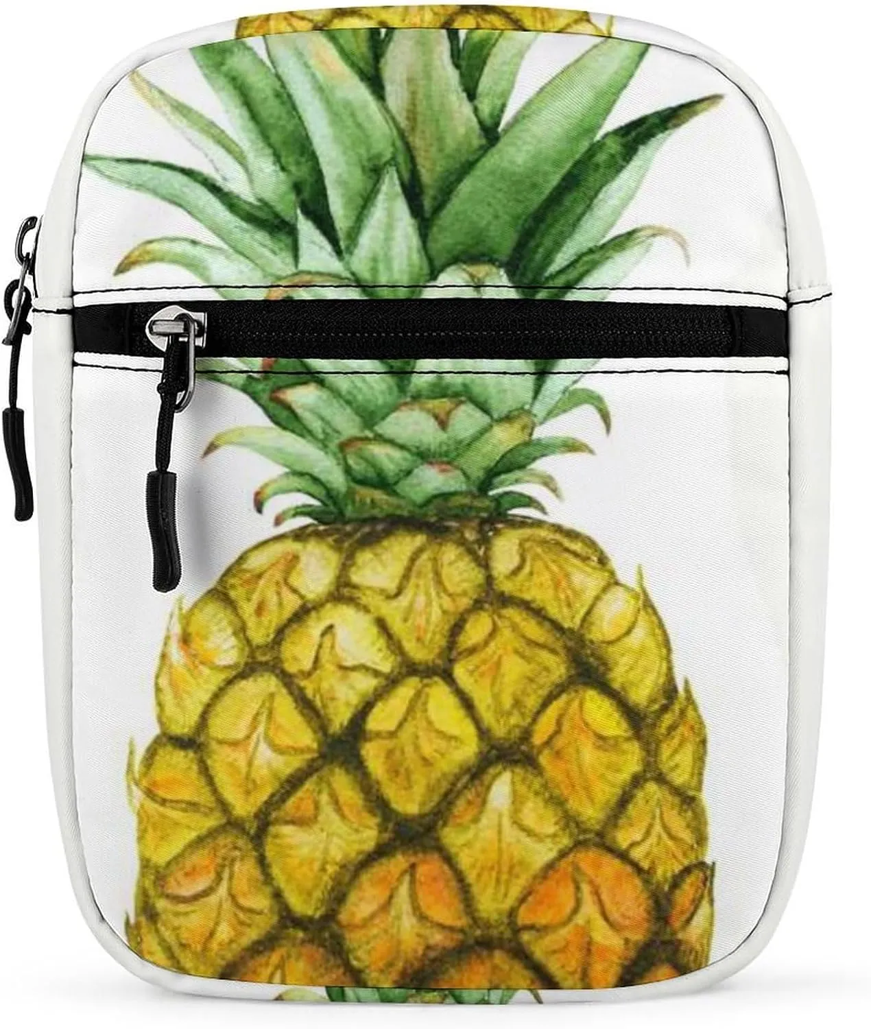 Yellow Pineapple Isolated on White Adjustable Fanny Waist Pack Pouch, Waterproof Crossbody Runners Bag Wallet for Gym Hiking Fitness Women Men 6.1 x 2.2 x 7.9 inch