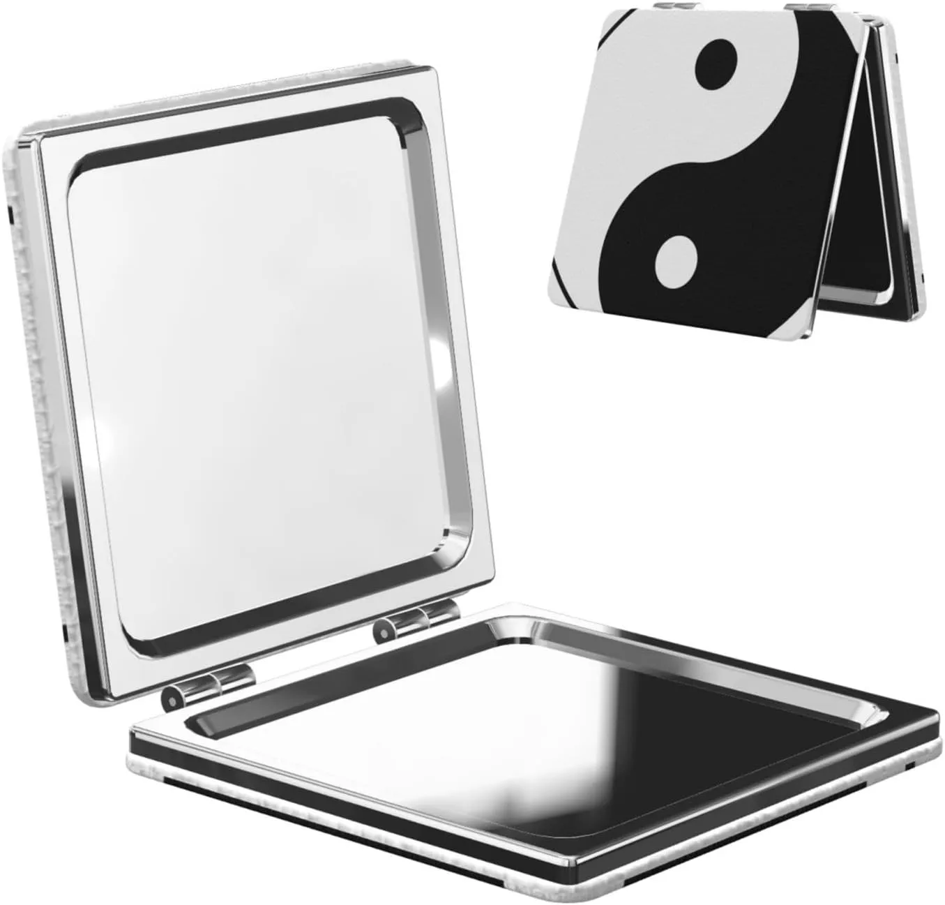 Ying Yin Yang Symbol Women Small Pocket Makeup Mirror Compact Portable Folding Handheld Makeup Mirror