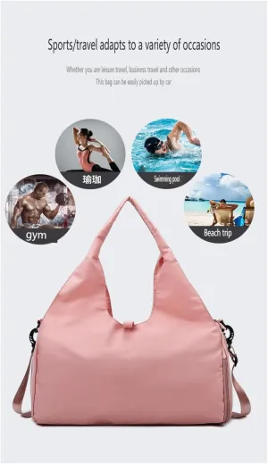 Yoga bag Women's sports fitness bag Hand luggage bag Wear-resistant large capacity storage travel bag,Lightweight leisure fitness bag. (Fruit green)