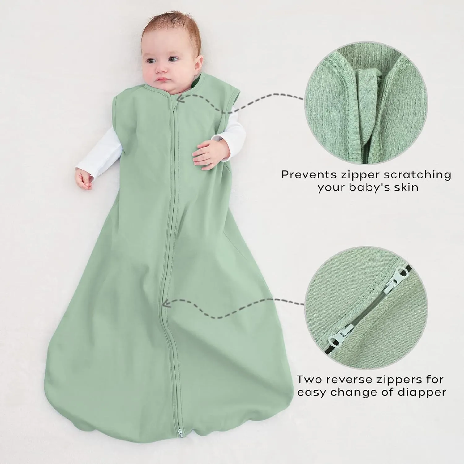 Yoofoss Baby Sleep Sack 18-24 Months Baby Wearable Blanket 100% Organic Cotton 2-Way Zipper TOG 0.5 Toddler Sleeping Sack Lightweight