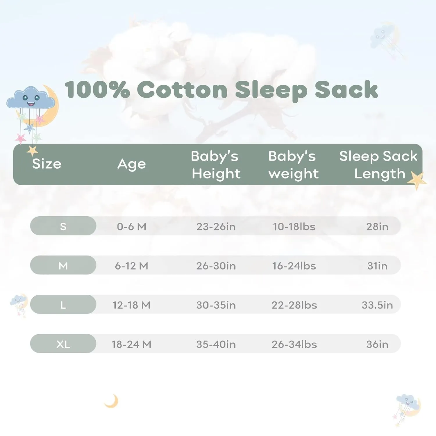 Yoofoss Baby Sleep Sack 18-24 Months Baby Wearable Blanket 100% Organic Cotton 2-Way Zipper TOG 0.5 Toddler Sleeping Sack Lightweight