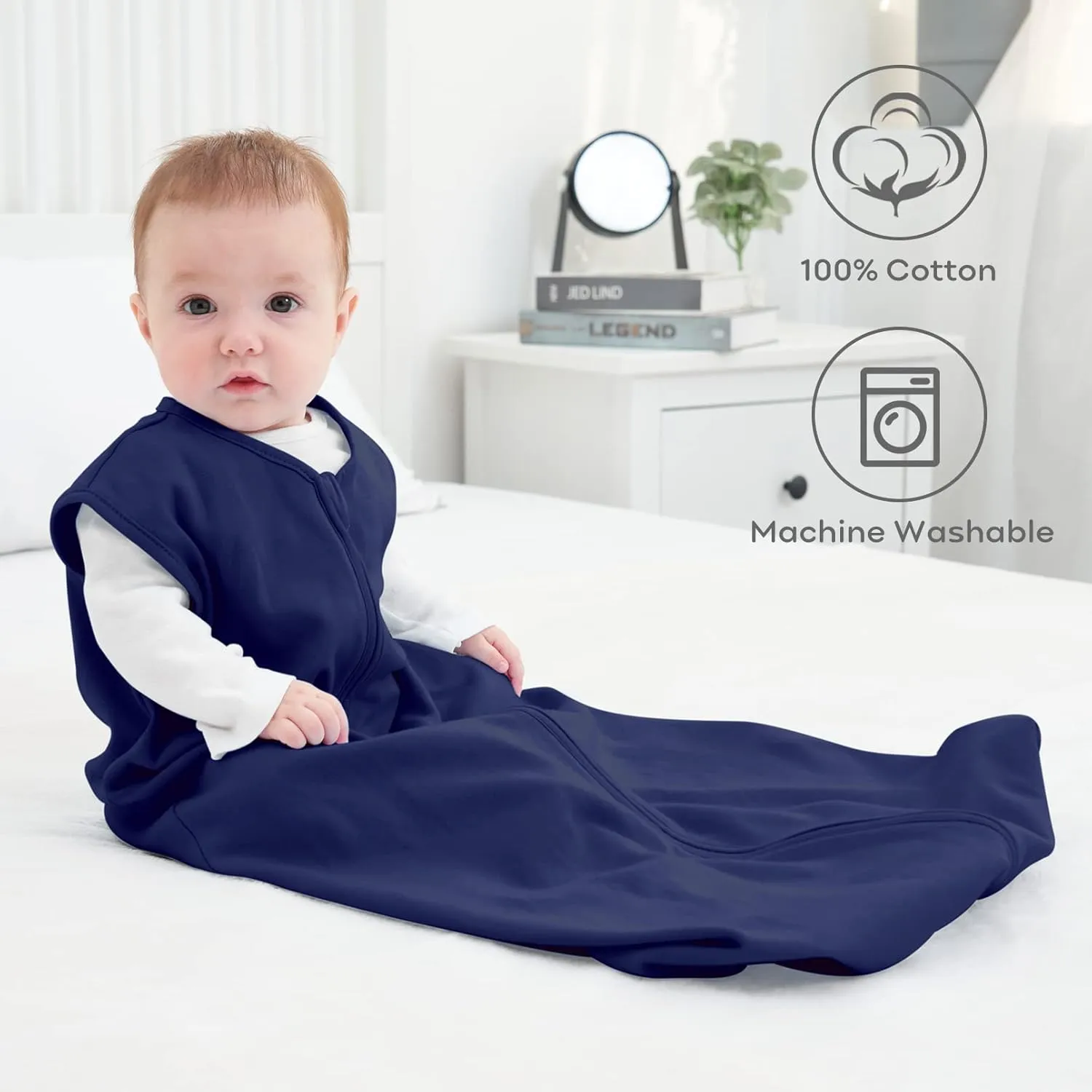 Yoofoss Baby Sleep Sack 6-12 Months Wearable Blanket for Babies 100% Organic Cotton 2-Way Zipper TOG 0.5 Toddler Sleeping Sack 3 Pack, Comfy Soft Lightweight