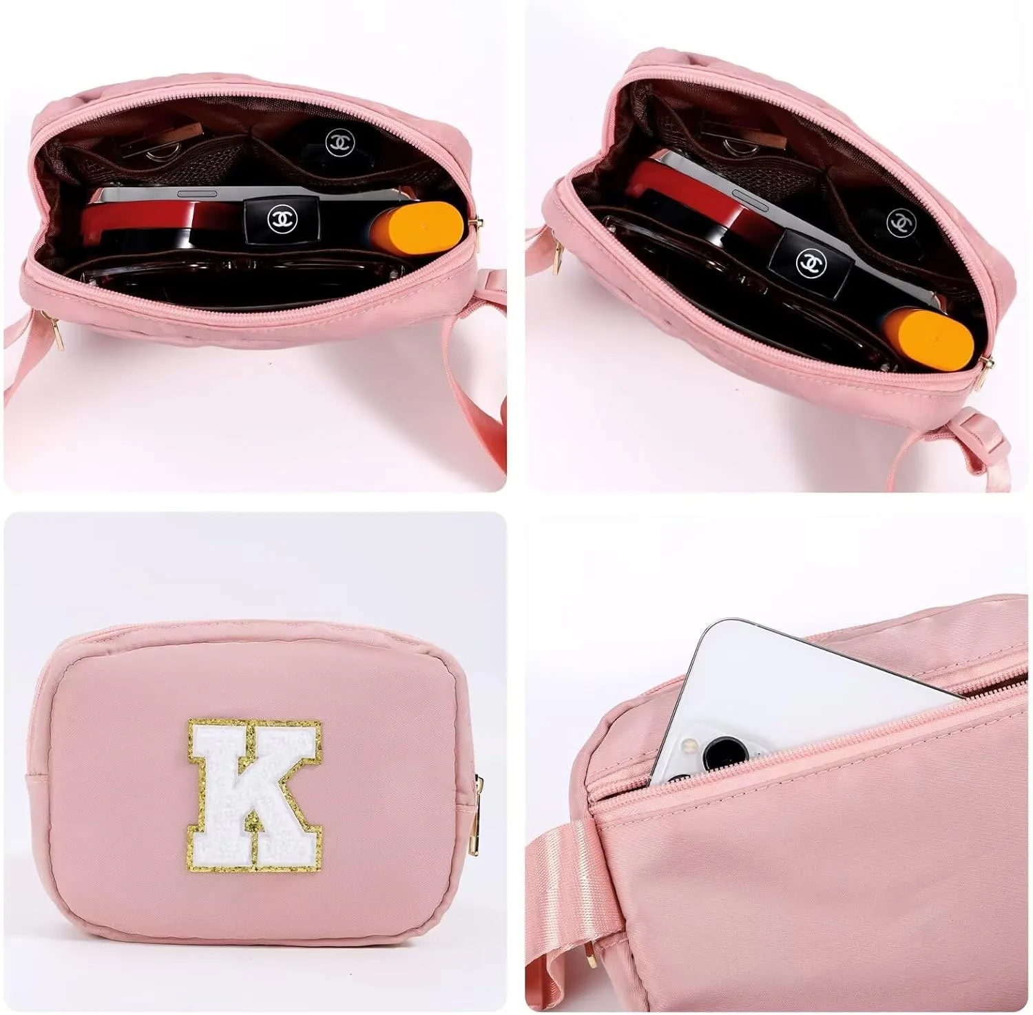 YOOLIFE Birthday Gifts for Women - 30th 40th 50th 60th 70th Birthday Gifts for Mom Daughter Her Friend Sister Girlfriend, Personalized Gifts Christmas Gifts, Initial Belt Bag Crossbody Bags, Pink S