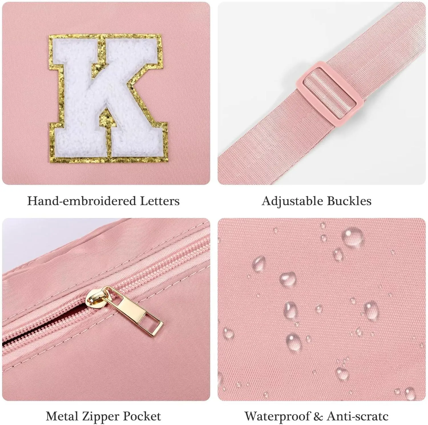 YOOLIFE Birthday Gifts for Women - 30th 40th 50th 60th 70th Birthday Gifts for Mom Daughter Her Friend Sister Girlfriend, Personalized Gifts Christmas Gifts, Initial Belt Bag Crossbody Bags, Pink S