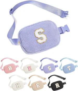 YOOLIFE Birthday Gifts for Women Daughter Sister Friends Mom Girlfriend Aunt Niece, Fleece Belt Bag Initial Fanny Pack Crossbody Bag, Purple S