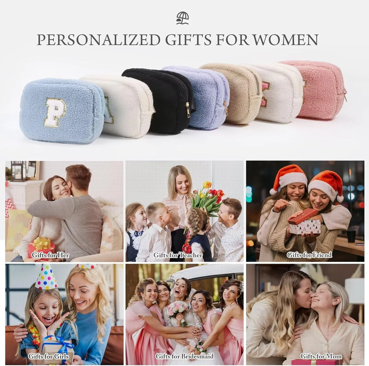 YOOLIFE Birthday Gifts for Women Daughter Sister Friends Mom Girlfriend Aunt Niece, Fleece Belt Bag Initial Fanny Pack Crossbody Bag, Purple S