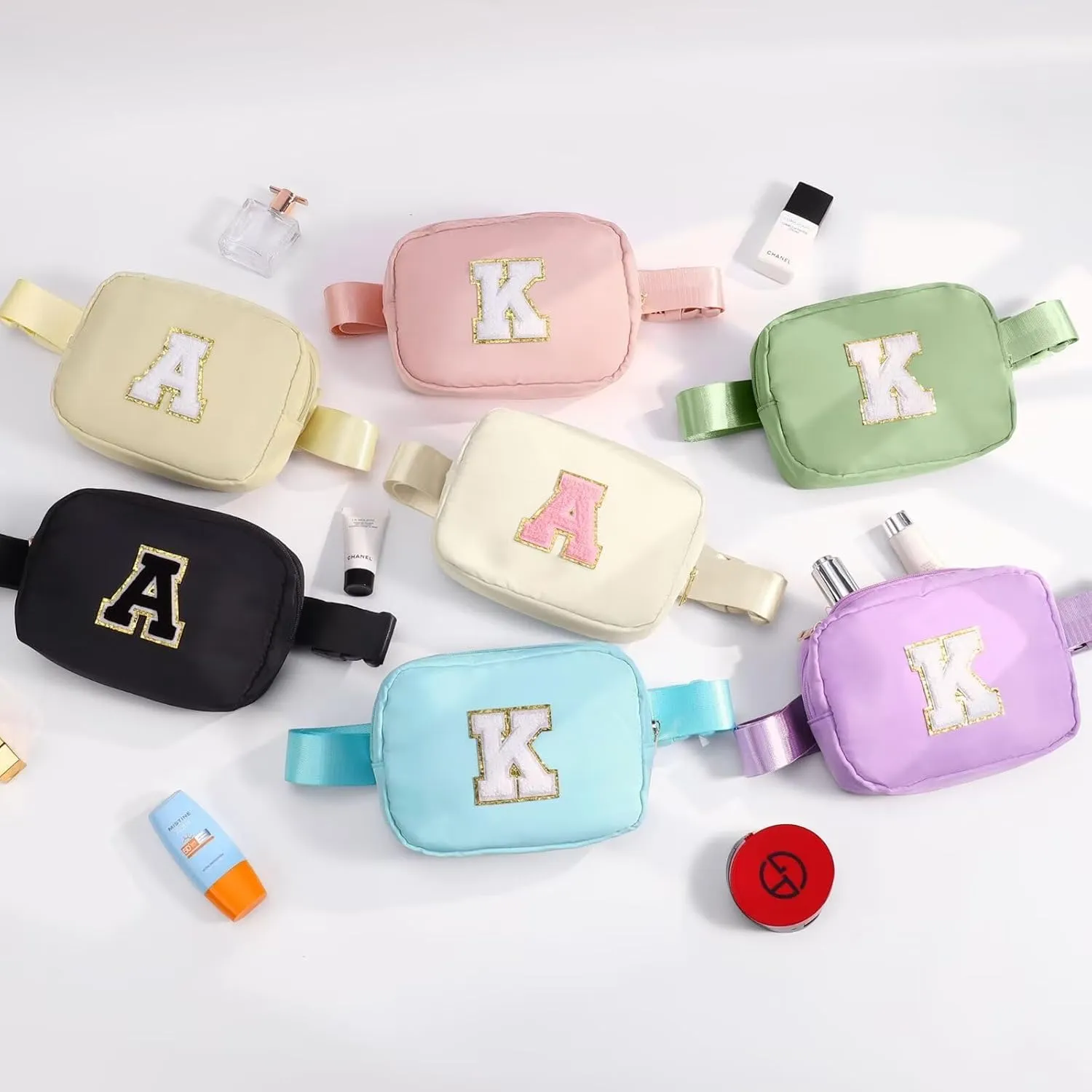 YOOLIFE Bridesmaid Gifts - Bridal Shower & Bachelorette Party Decorations, Pink Initial Crossbody Bag