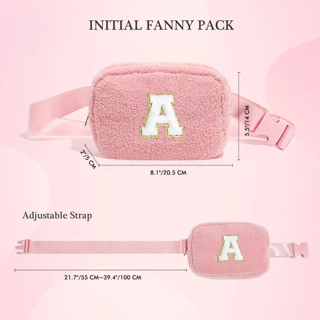YOOLIFE Initial Crossbody Bag Belt Bag Fanny Pack for Girls - Monogrammed Fanny Pack Belt Bag Purse for Teen Girls Kids, Gifts for Girls Teen Daughter Sister, Pink K