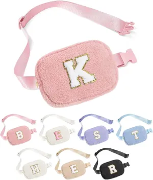 YOOLIFE Initial Crossbody Bag Belt Bag Fanny Pack for Girls - Monogrammed Fanny Pack Belt Bag Purse for Teen Girls Kids, Gifts for Girls Teen Daughter Sister, Pink K